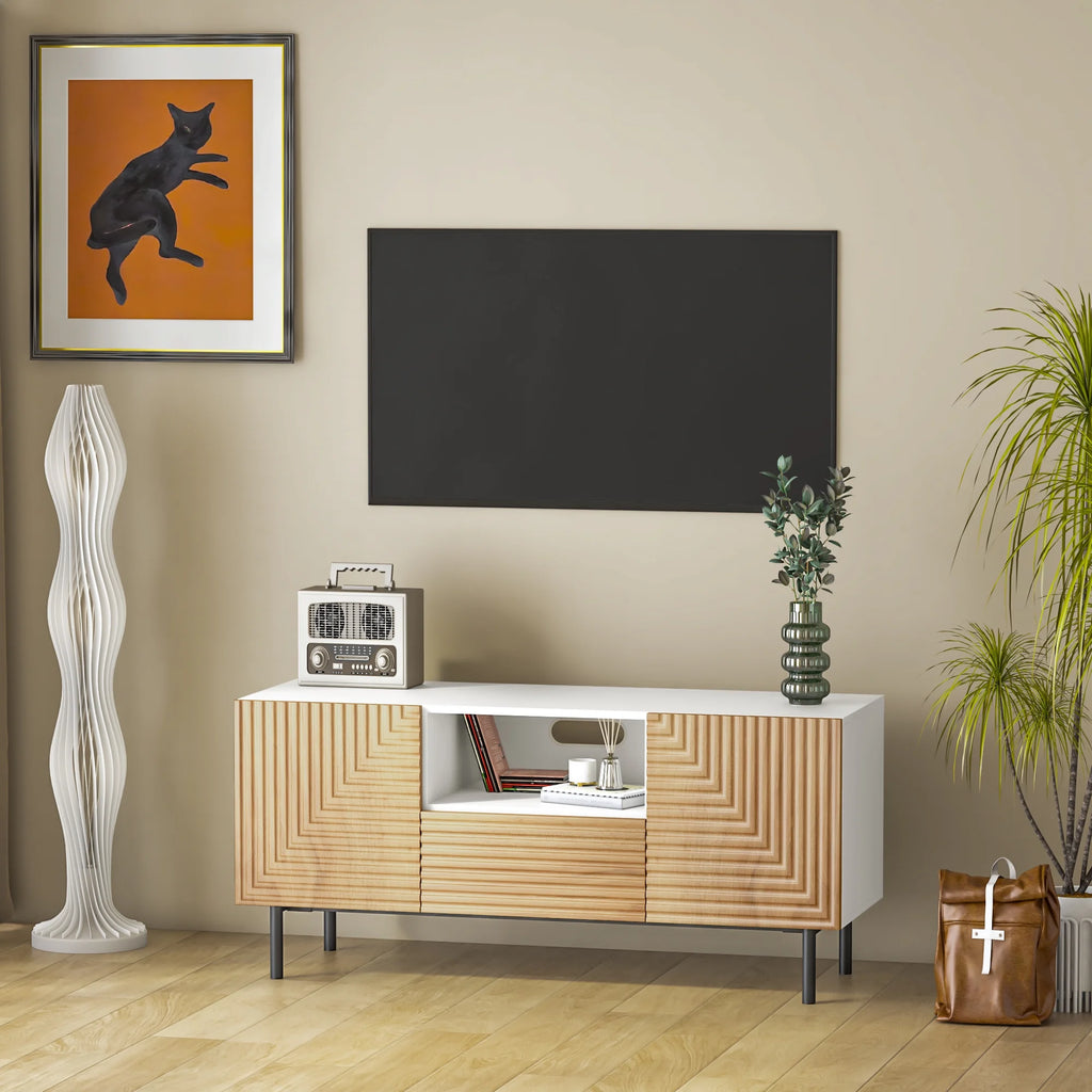 47” Mid Century Modern TV Entertainment Cabinet with Storage Doors F53059