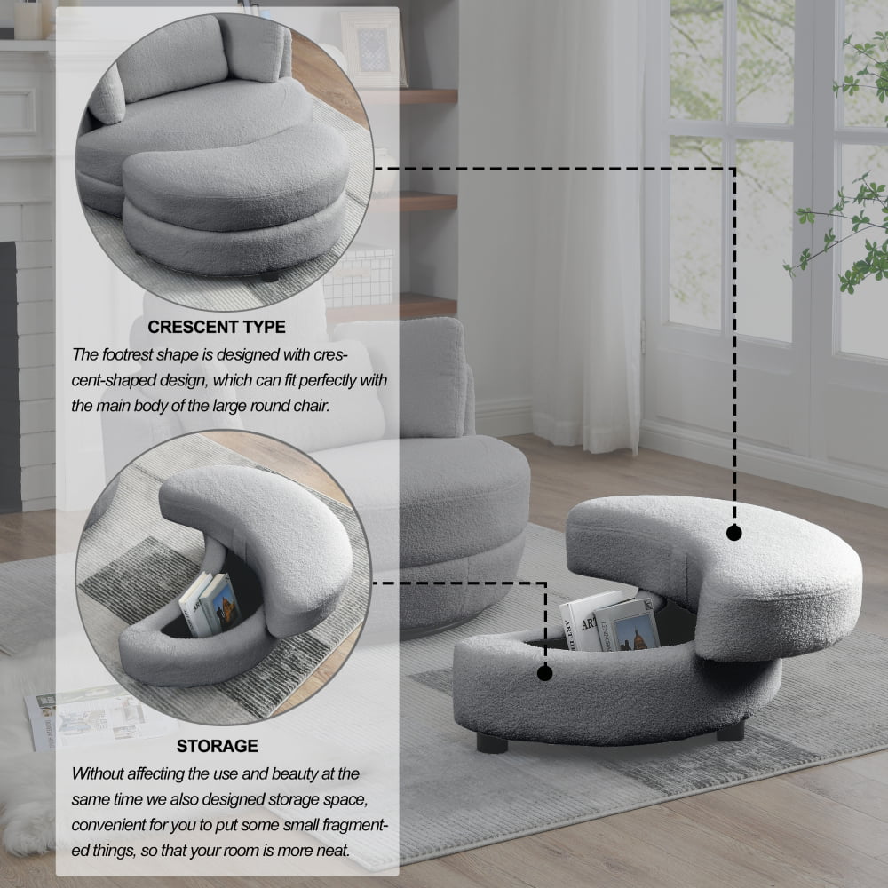 Oversized Swivel Barrel Chair with Ottoman and 4 Pillows U30191