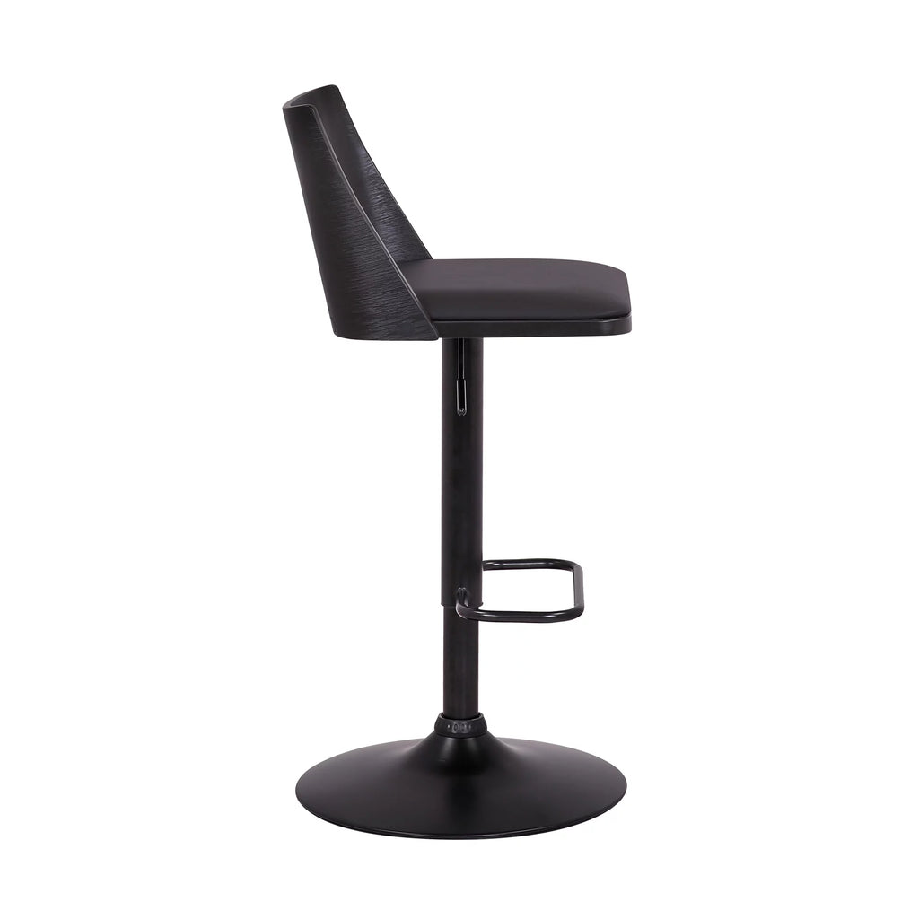 Black Faux Leather Wood Swivel Bar Stool T9623