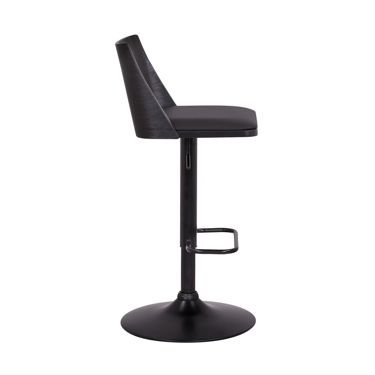 Black Faux Leather Wood Swivel Bar Stool T9623