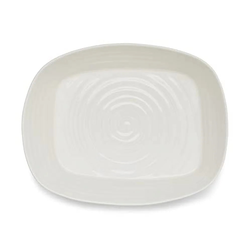 White Rectangular Lasagna Pan 11.5 X 9.5 Inch Porcelain V2643