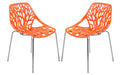 Orange Set of 2 Dining Chair with Chromed Legs C55868