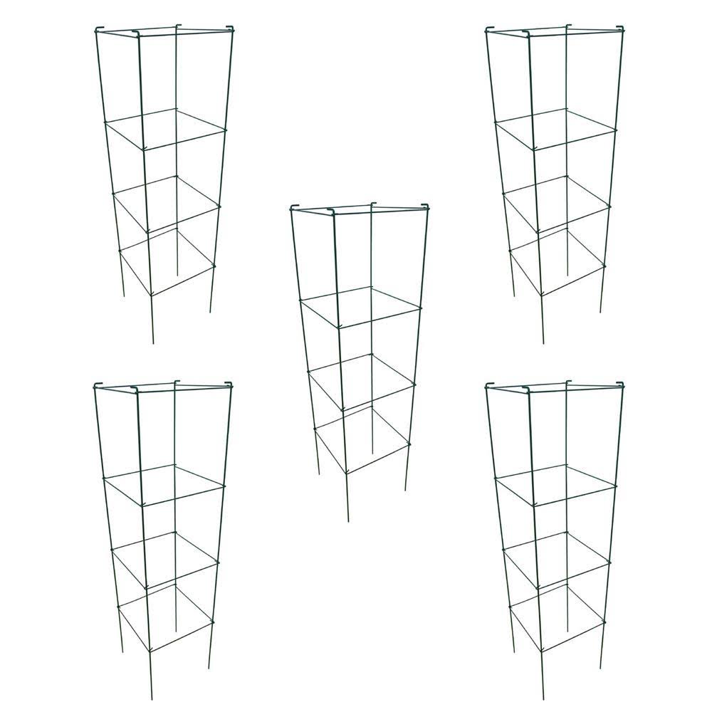 Green Square Folding Tomato Cage Plant Support Tower 12 inch by 46 inch, Pack of 5 Sets N661