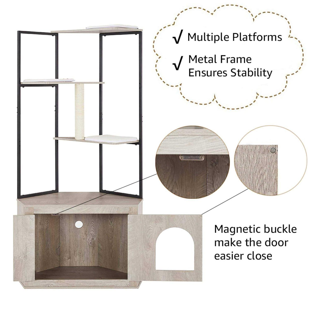 Corner Box Enclosure with Cat Tree Tower Cat Litter Q94623