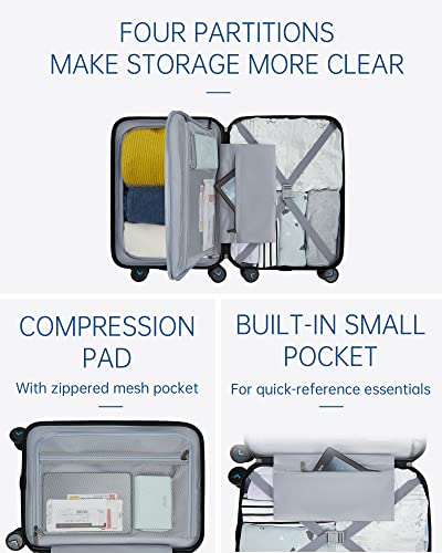 Black PC Hardside Carry On Luggage with Spinner Wheels U6206