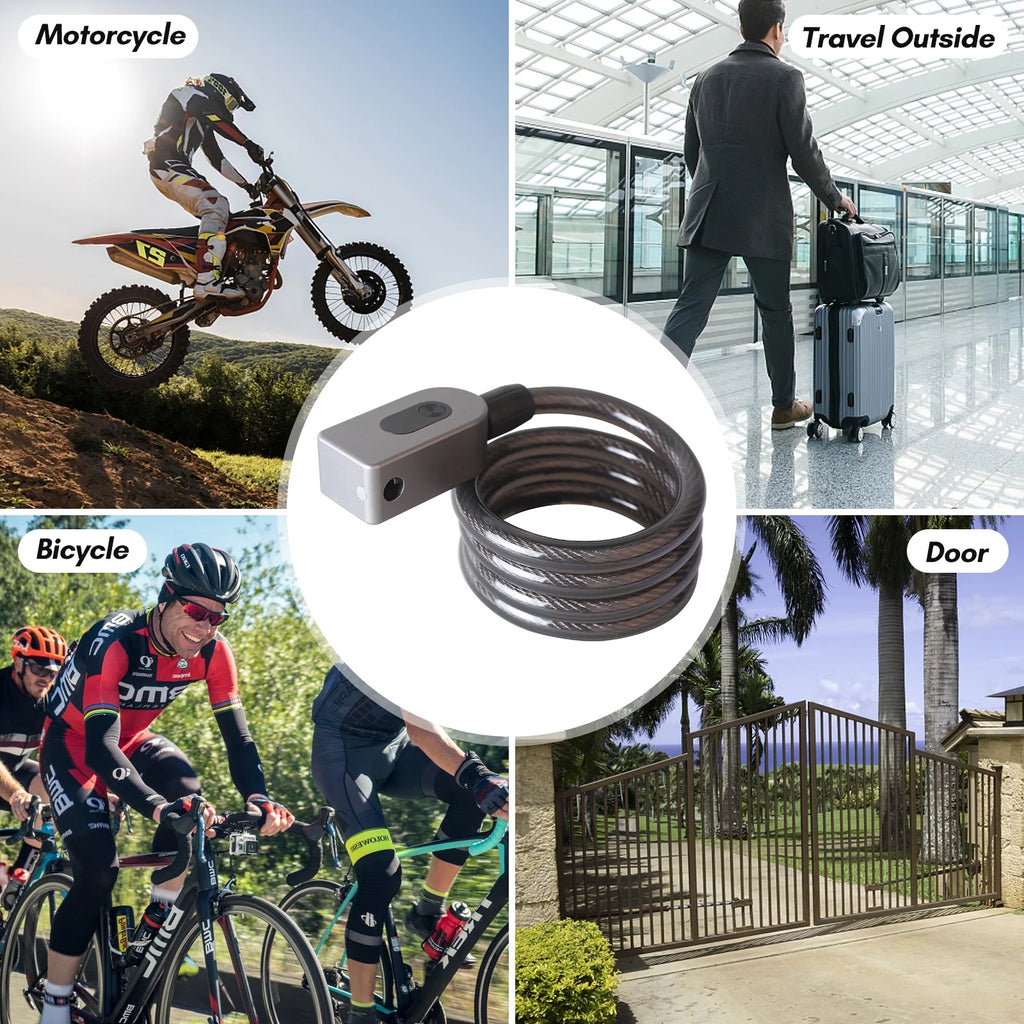 Bike Lock Cable Combination Lock Keyless Cable Lock IP66 Waterproof Built-in Battery U5739