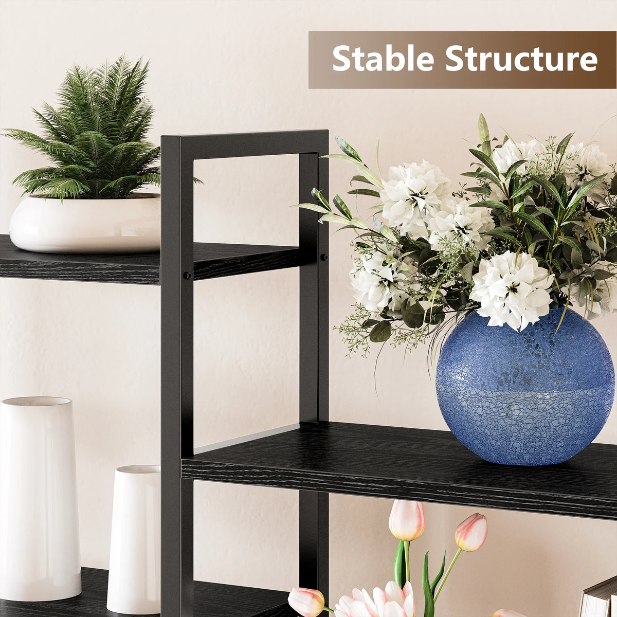 5 Tiers Wood and Metal Bookcase Z8629