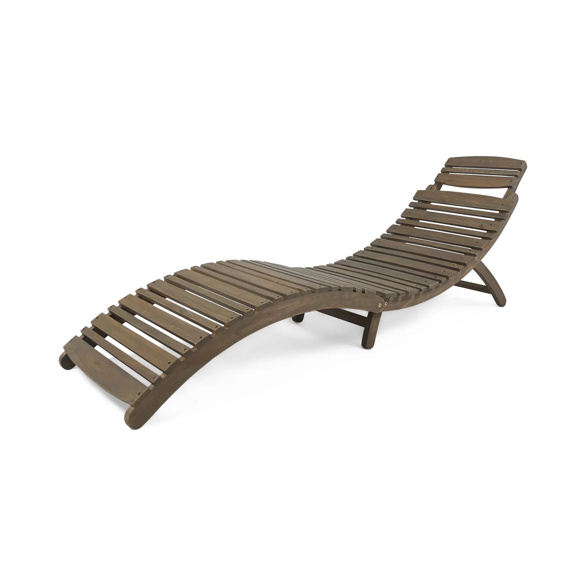 Gray Acacia Wood Outdoor Chaise Lounge Set of 2 N6001