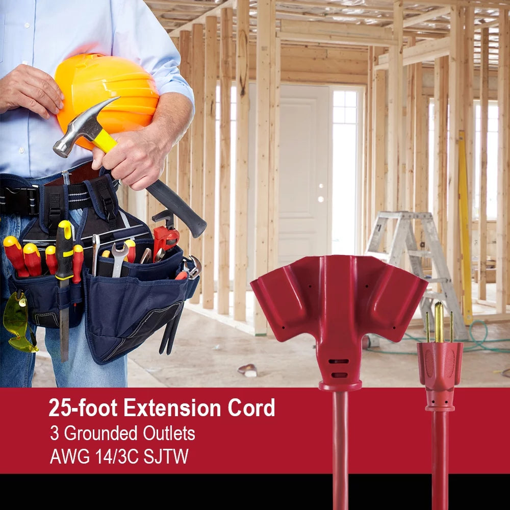 25FT 14/3 Triple Outlet Extension Cord K49050