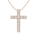 Diamond Cross Pendant Necklace in 14K Rose Gold P858